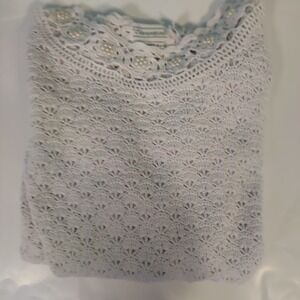 Vtg Shenanigans Hand Knitted Sweater M Pearls Around Neck/waist Sea Shell Read!.